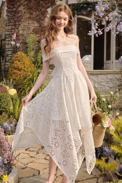 Elegantes asymmetrisches Baumwollkleid