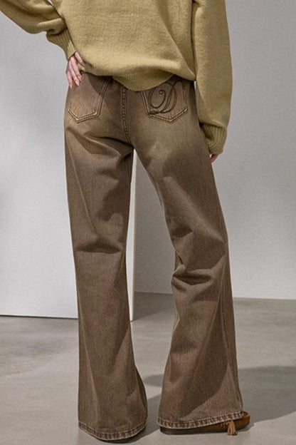 Embroidered Flared Denim Pants