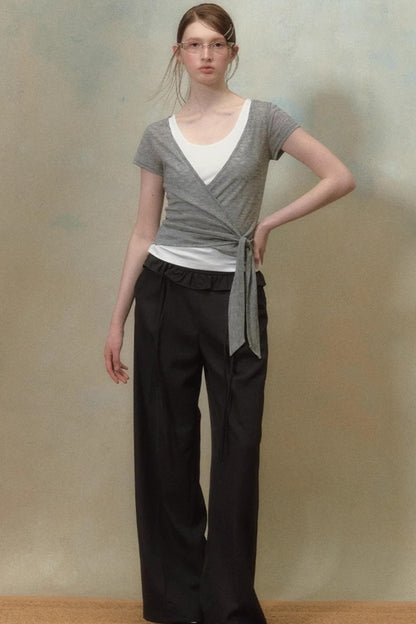 Summer Ruffle Wide Leg Pants