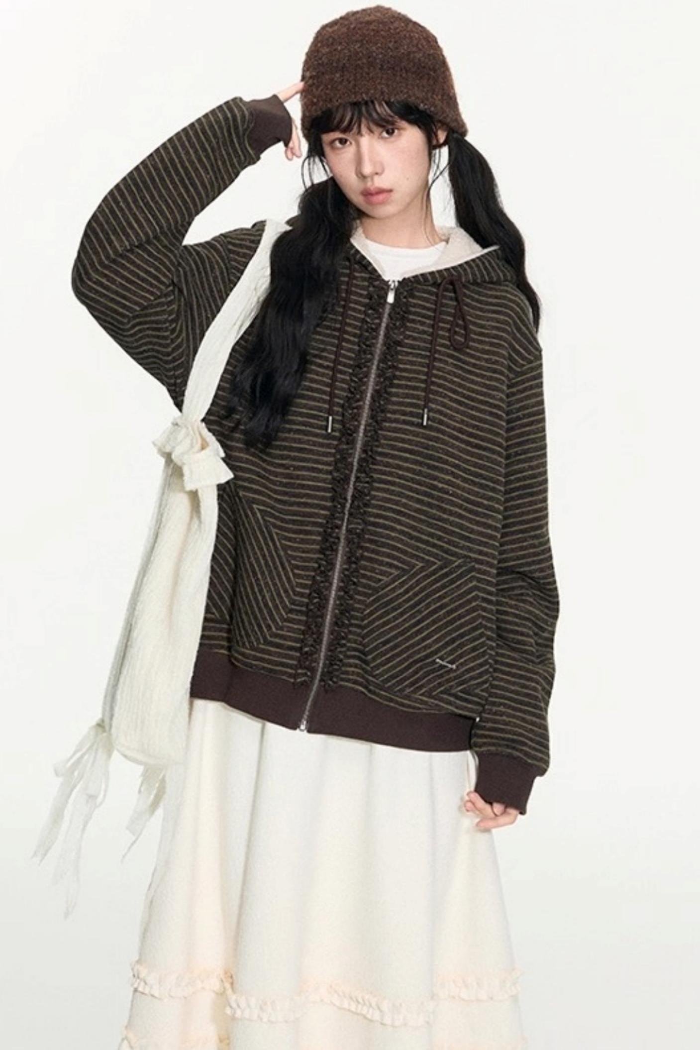 Fungus Edge Lambswool Hooded Cardigan