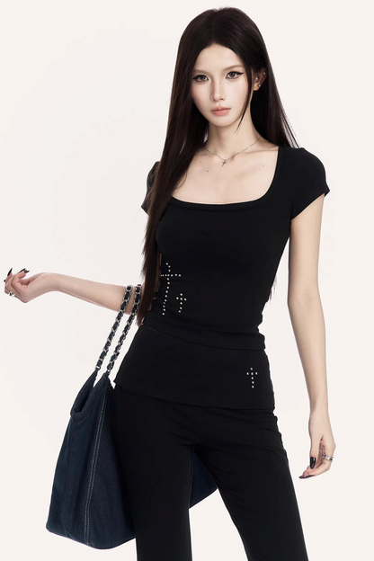 Square Neck Flared Pants Set-Up