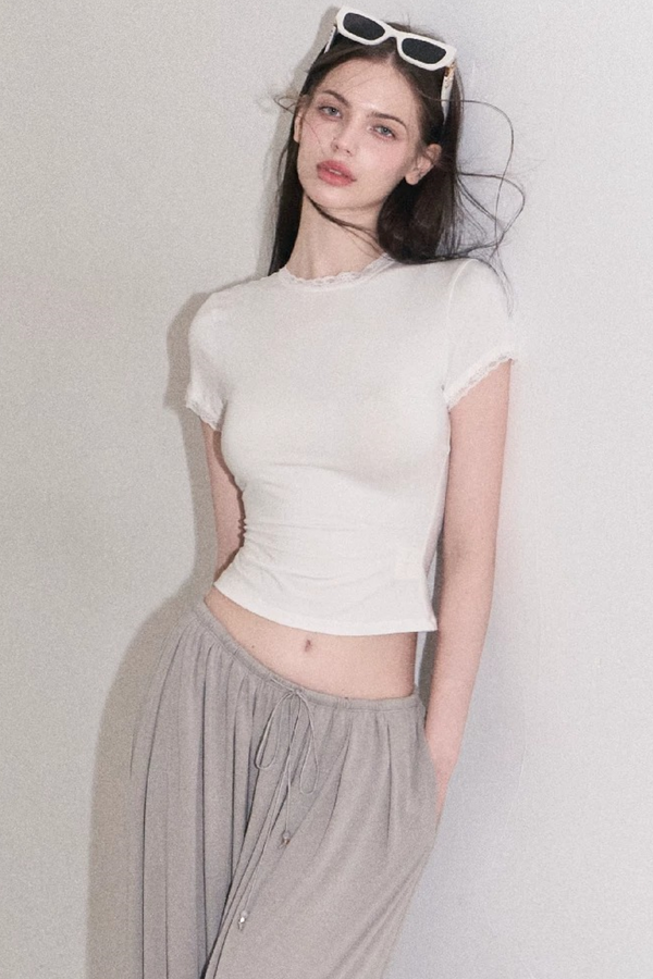Lenzing Modal Lace Trim Top