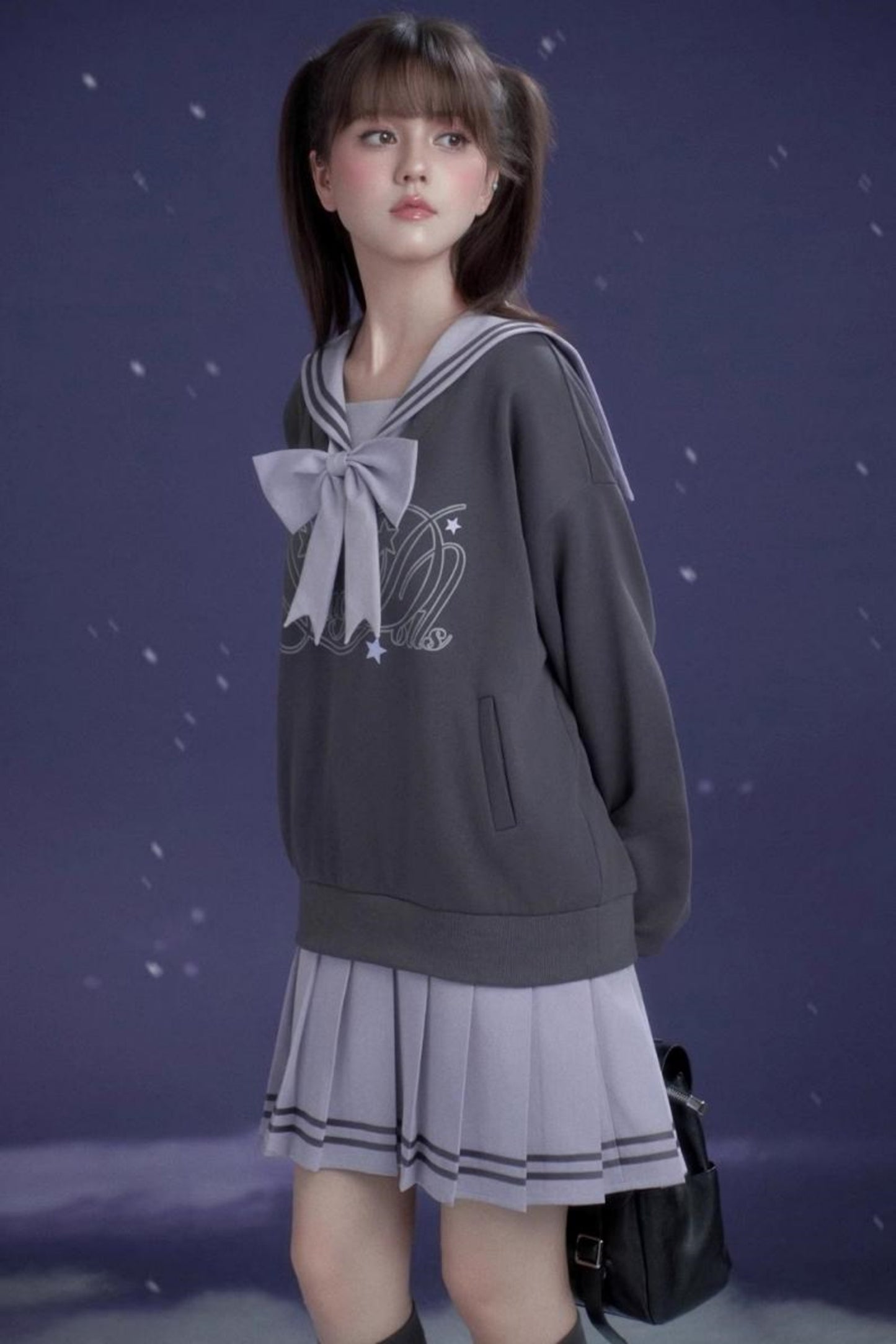Oxygen Gray-Purple Sailor Dress