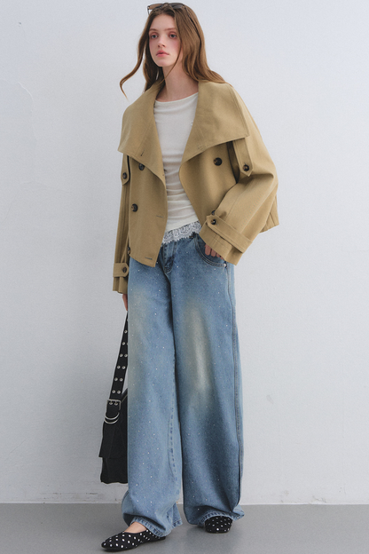 Rhinestone Washed Denim Pants