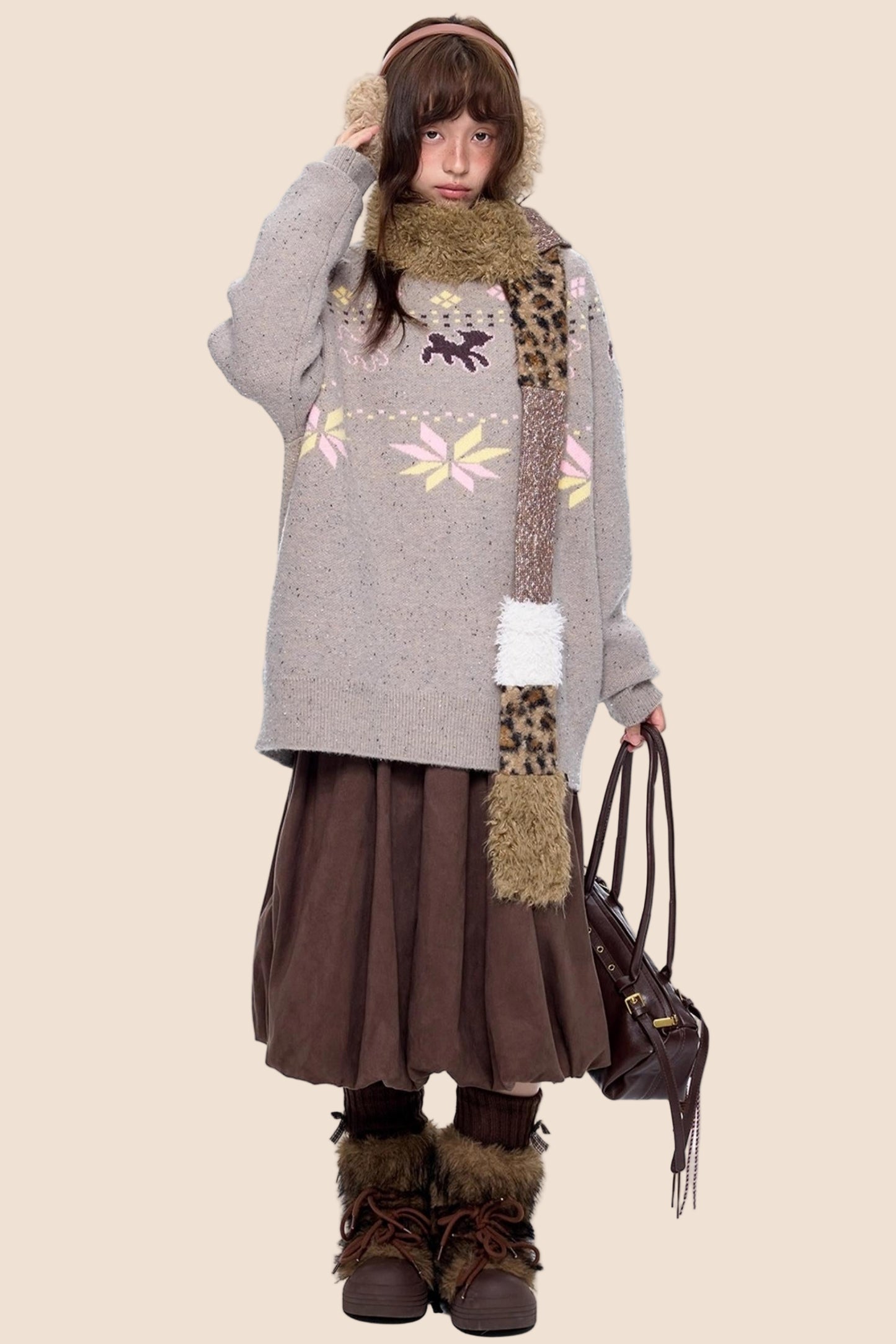 Vintage Fair Isle Loose Knit Sweater