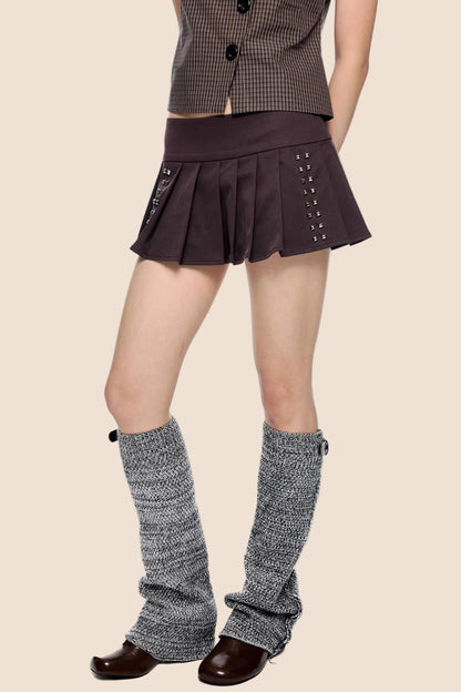 Rivet Pleated Retro Skirt