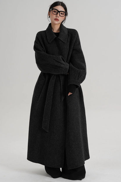 Temperament Back Slit Wool Coat