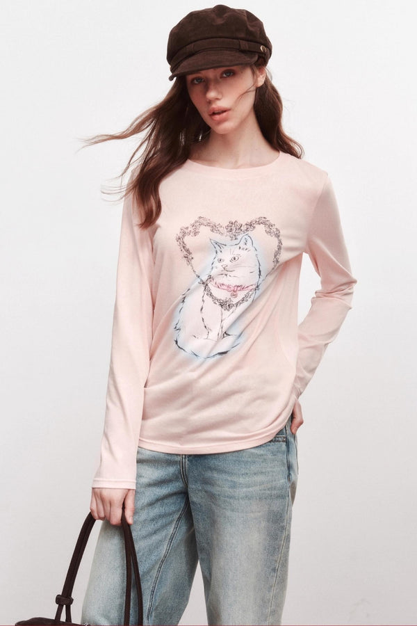 Love Cat Long-Sleeved T-Shirt