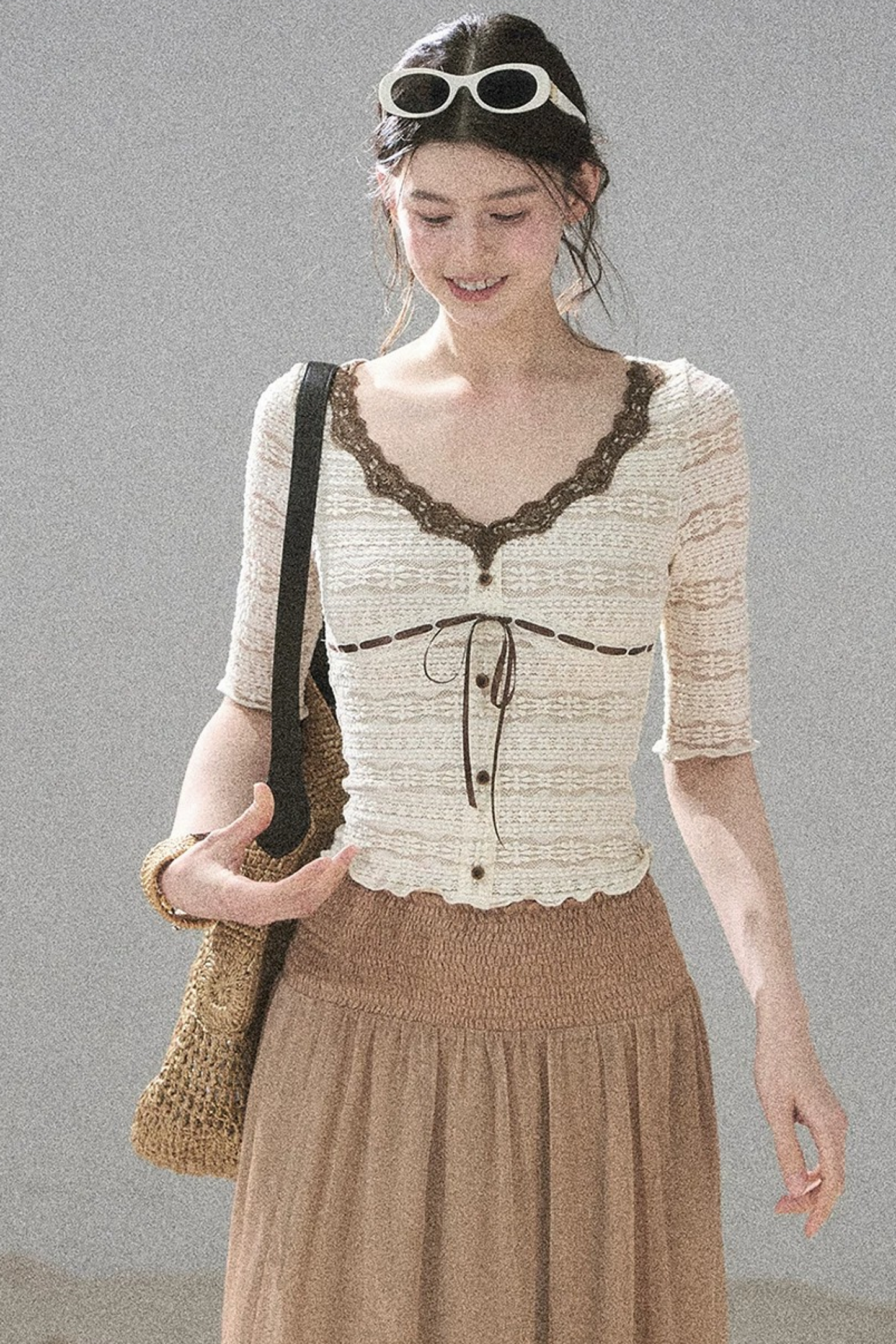 French Lace Hollow-Out Top