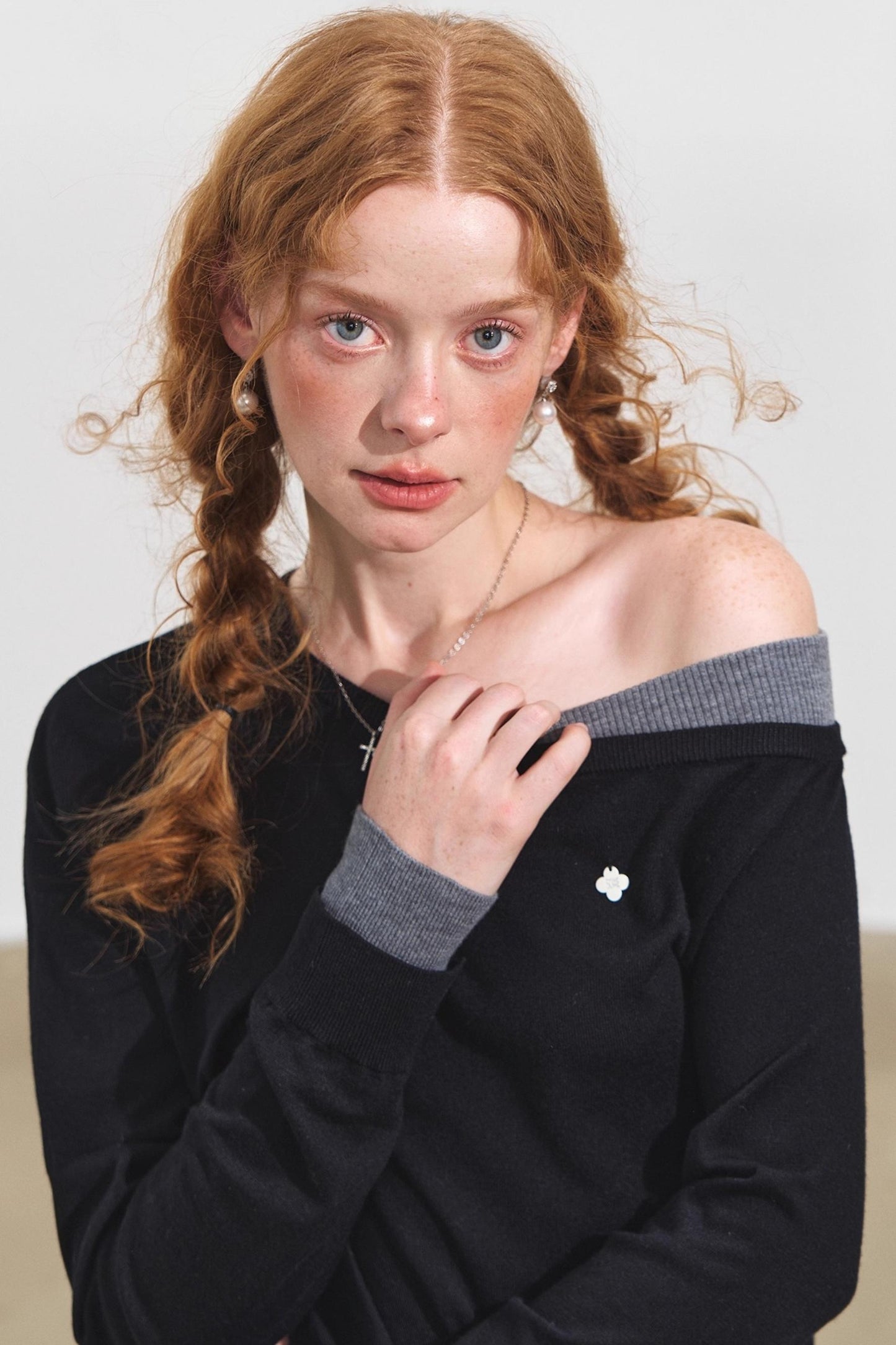 Contrasting Slanted Two Sweaters