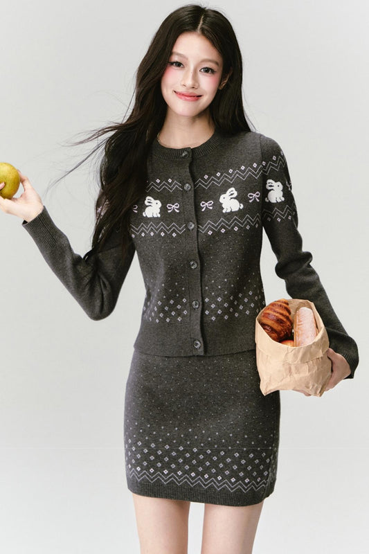 Isle Knit Top And Skirt Set-Up