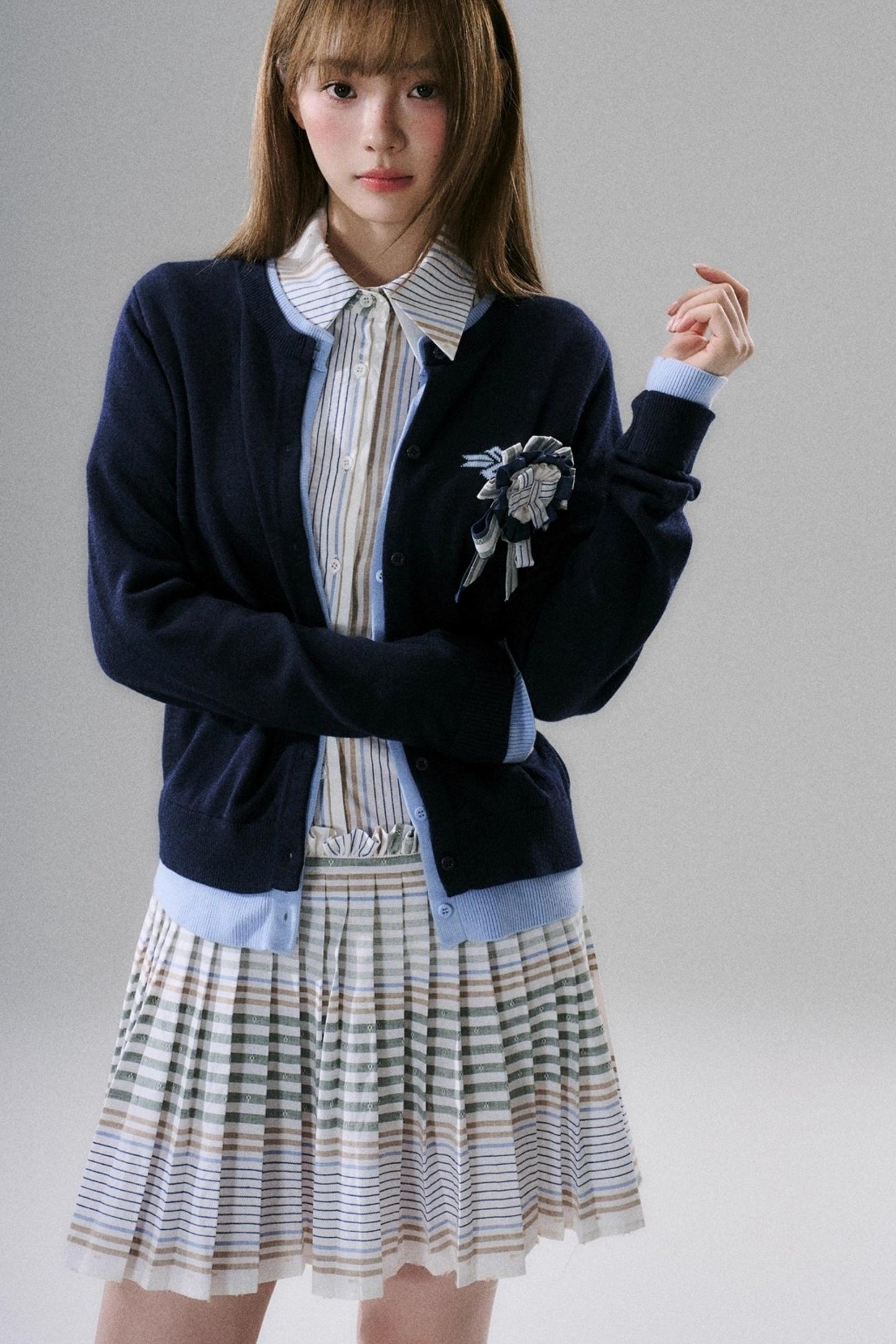 Japanese Sweet Striped Pleated Dress