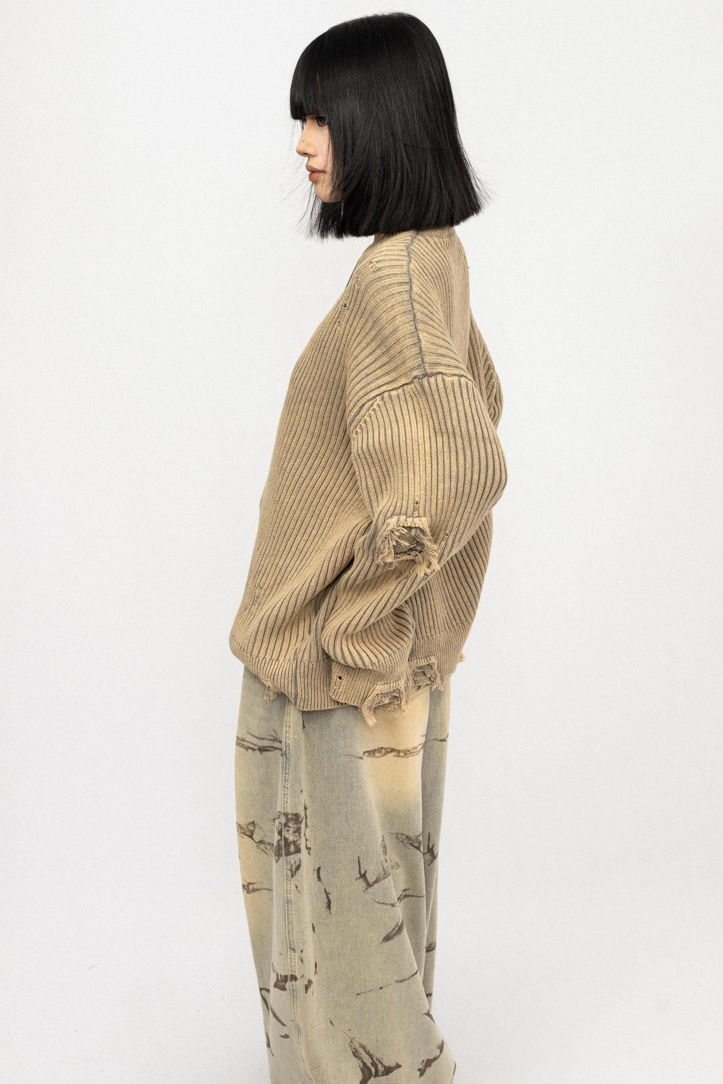 Vintage Distressed Black Sweater