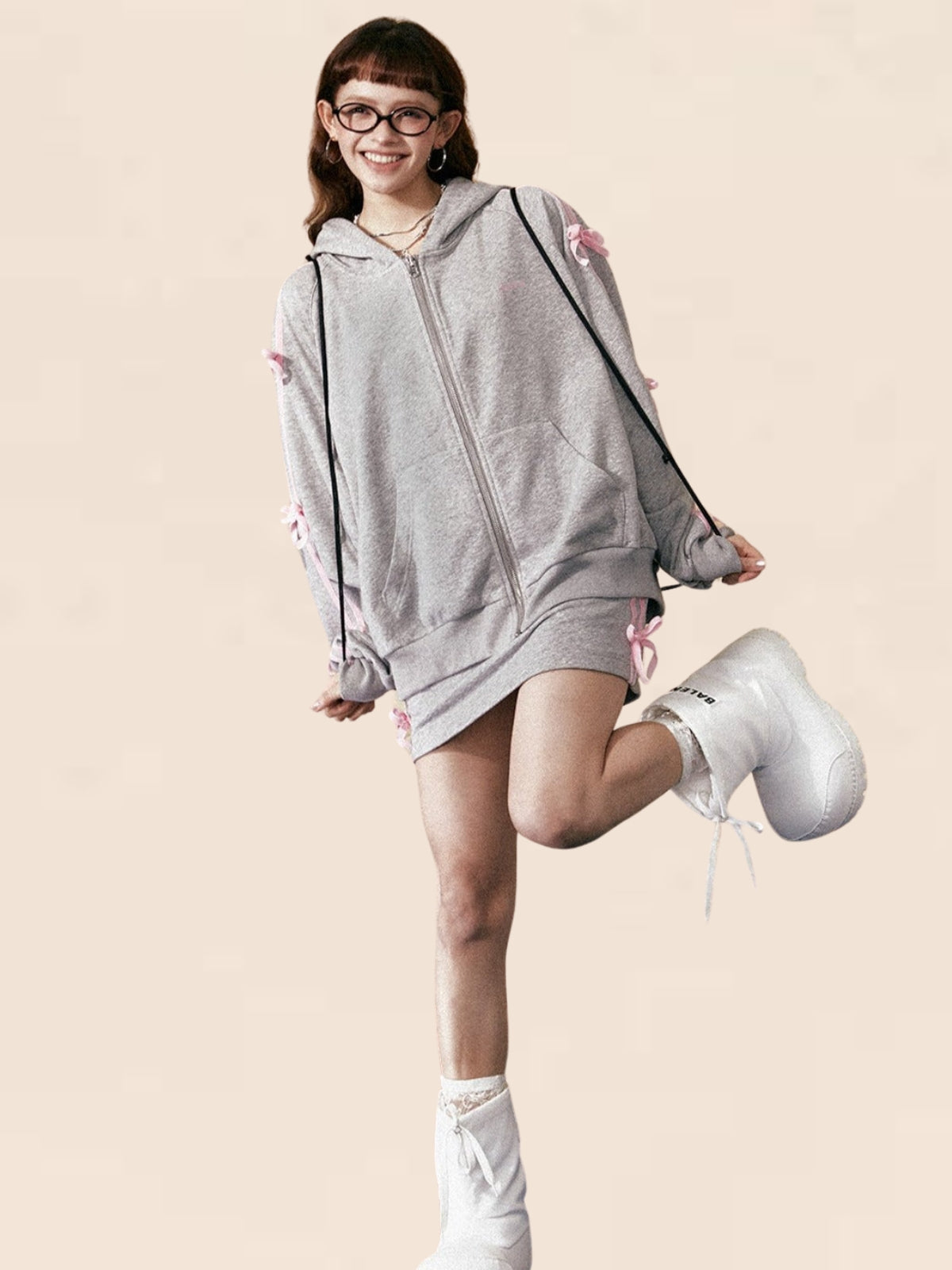 Hooded Sweatshirt and Skirt Set-Up