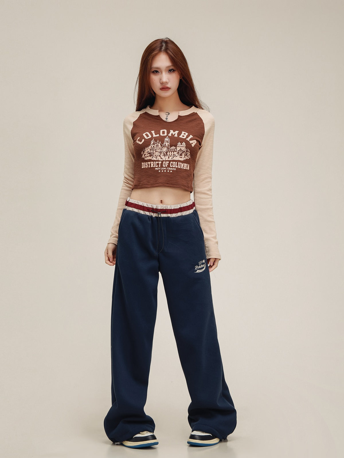 panelled waistband contrast sweat pants