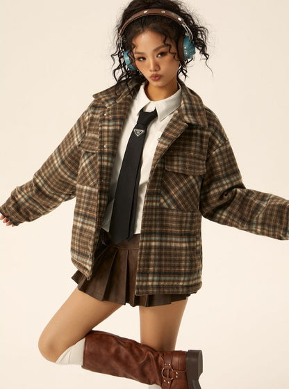 Long-sleeved Loose Tweed Jacket