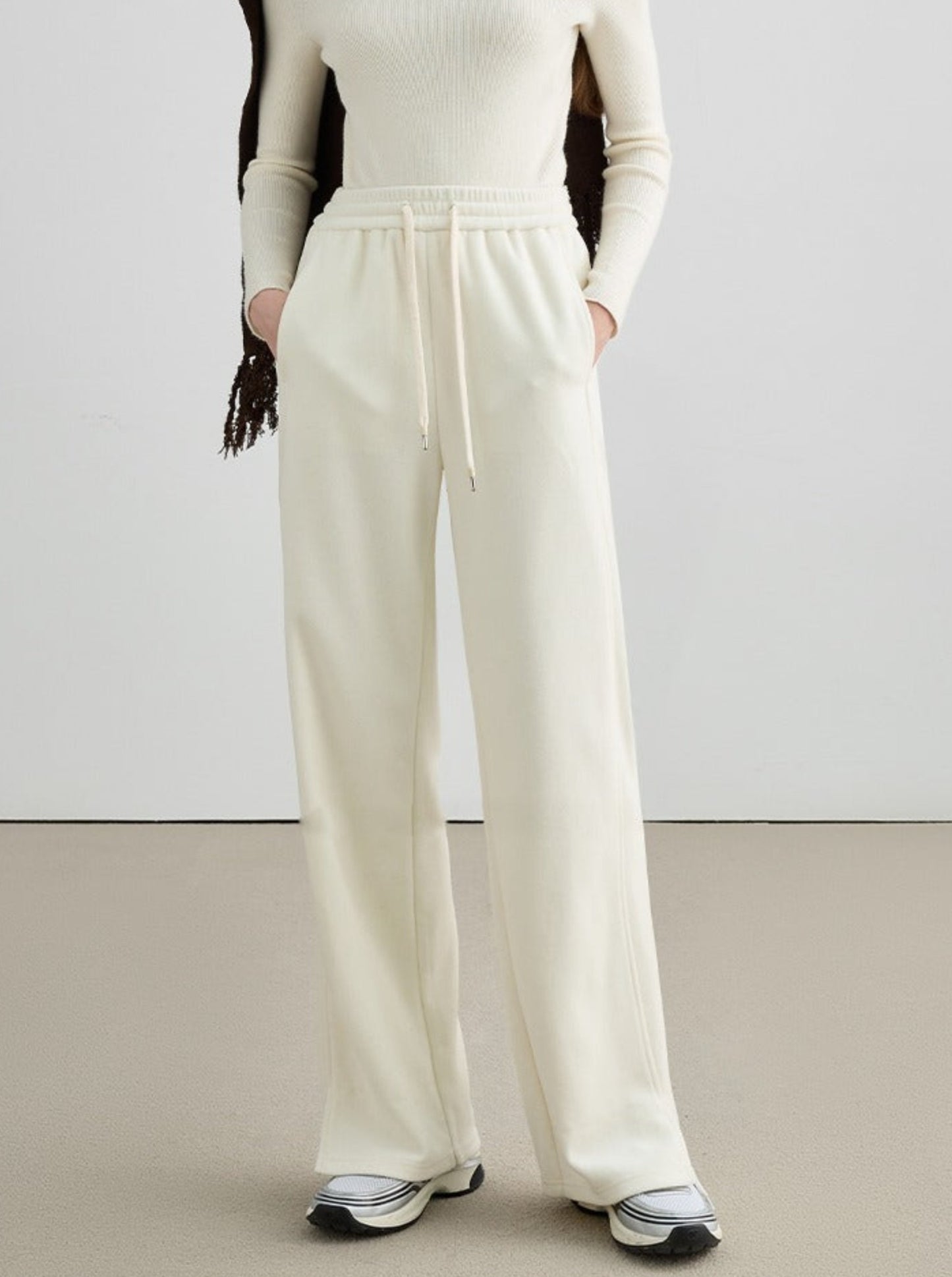 loose simple woolen wide-leg pants