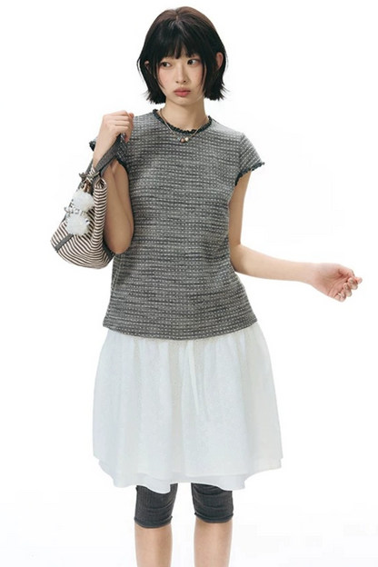 Double-Layered Puff A-Line Skirt