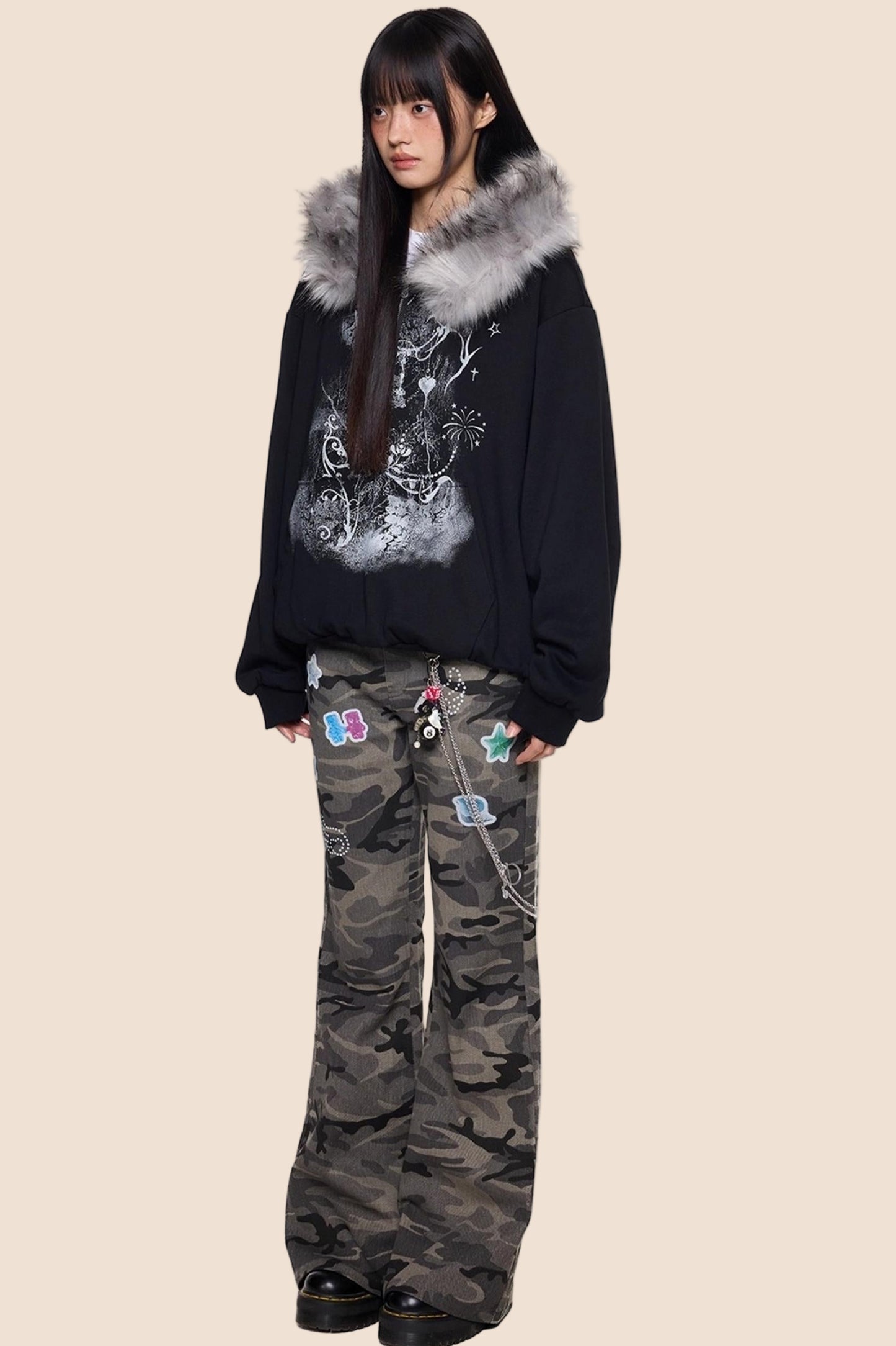 Graphic Print Luxury Hoodie Top