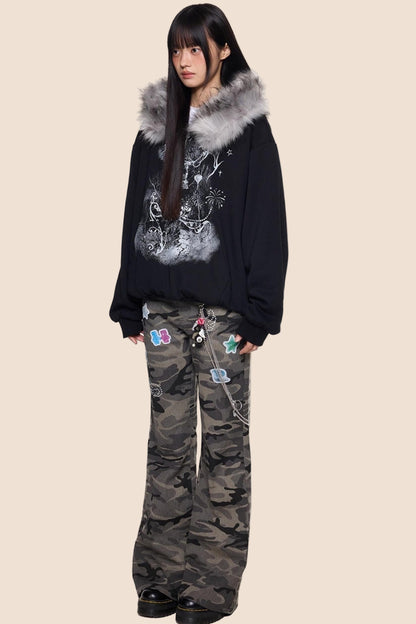 Graphic Print Luxury Hoodie Top