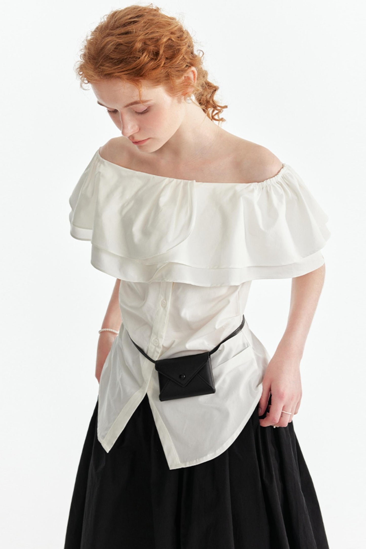 One-Shoulder Lyocell Ruffled Slimming Top
