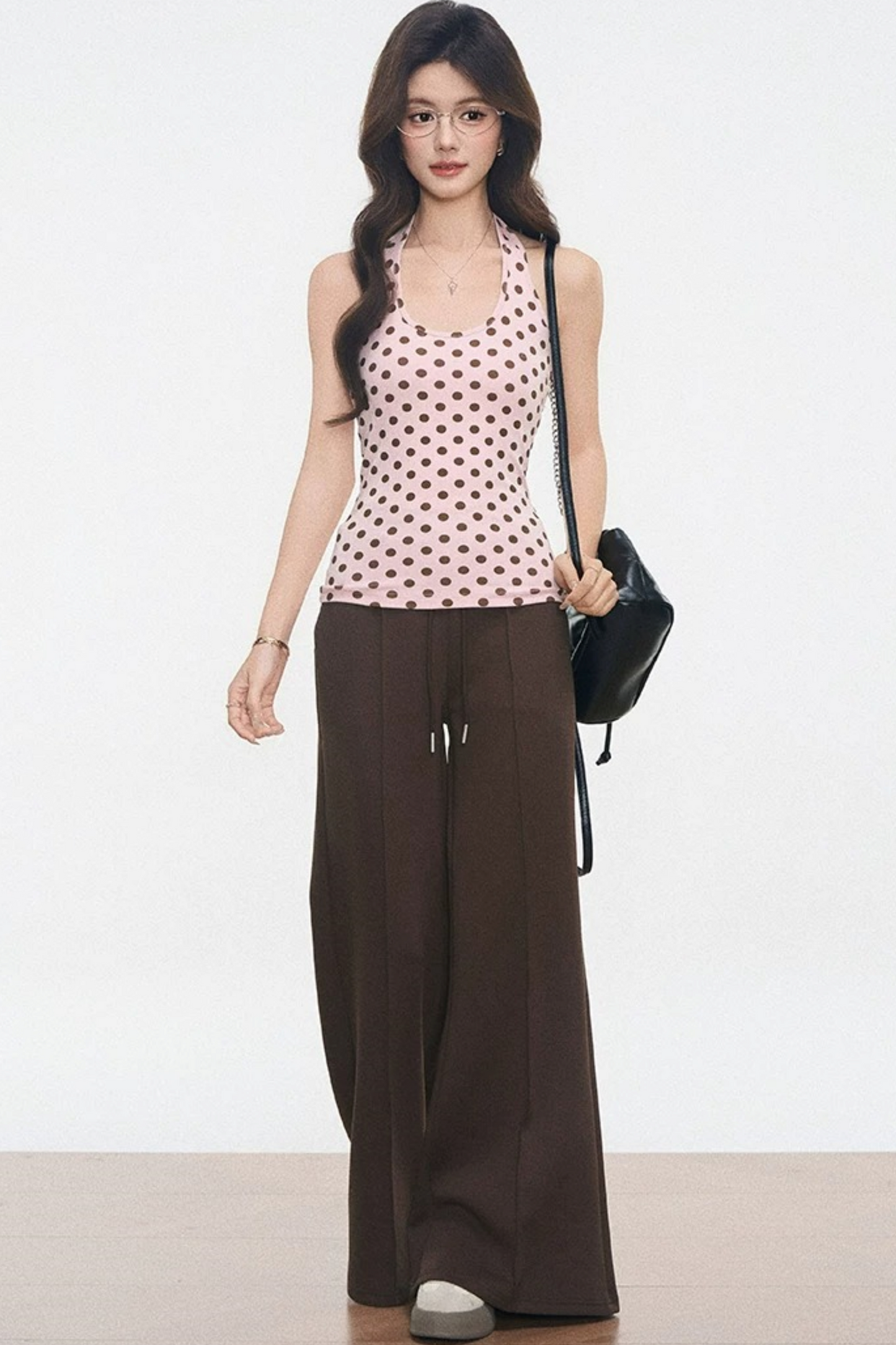 Polka Dot Off-Shoulder Knit Set-Up