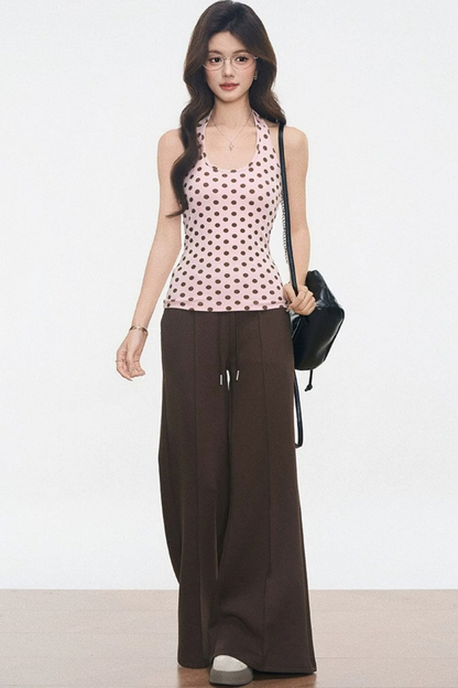 Polka Dot Off-Shoulder Knit Set-Up