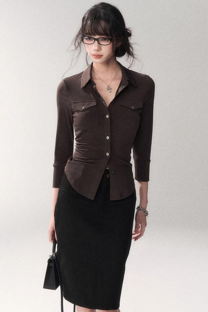 Gao Shu Stretchy Slim Shirt