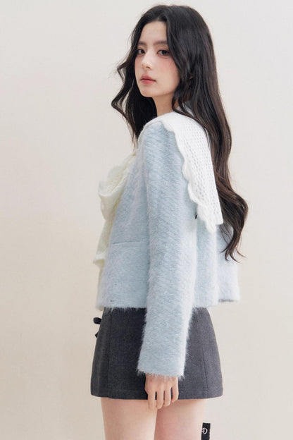 Bow Woolen Hem Skirt