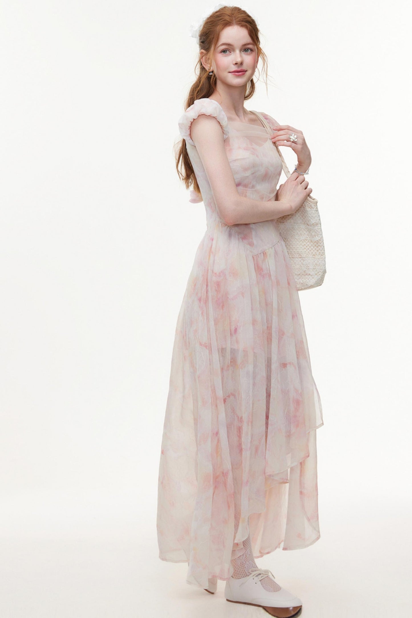 Pink Chiffon A-Line Dress