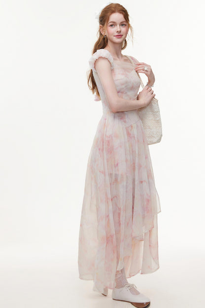 Pink Chiffon A-Line Dress