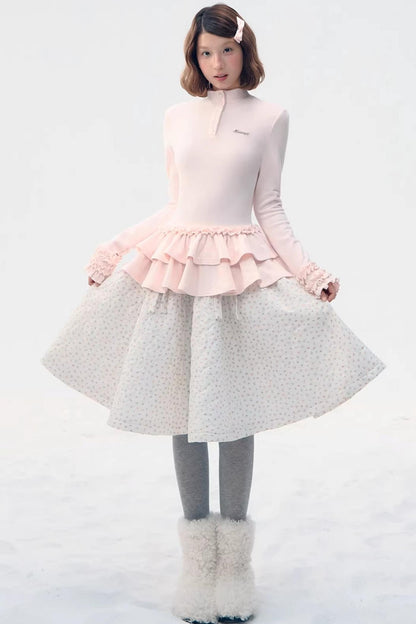 Six-Button Lace Hem Top