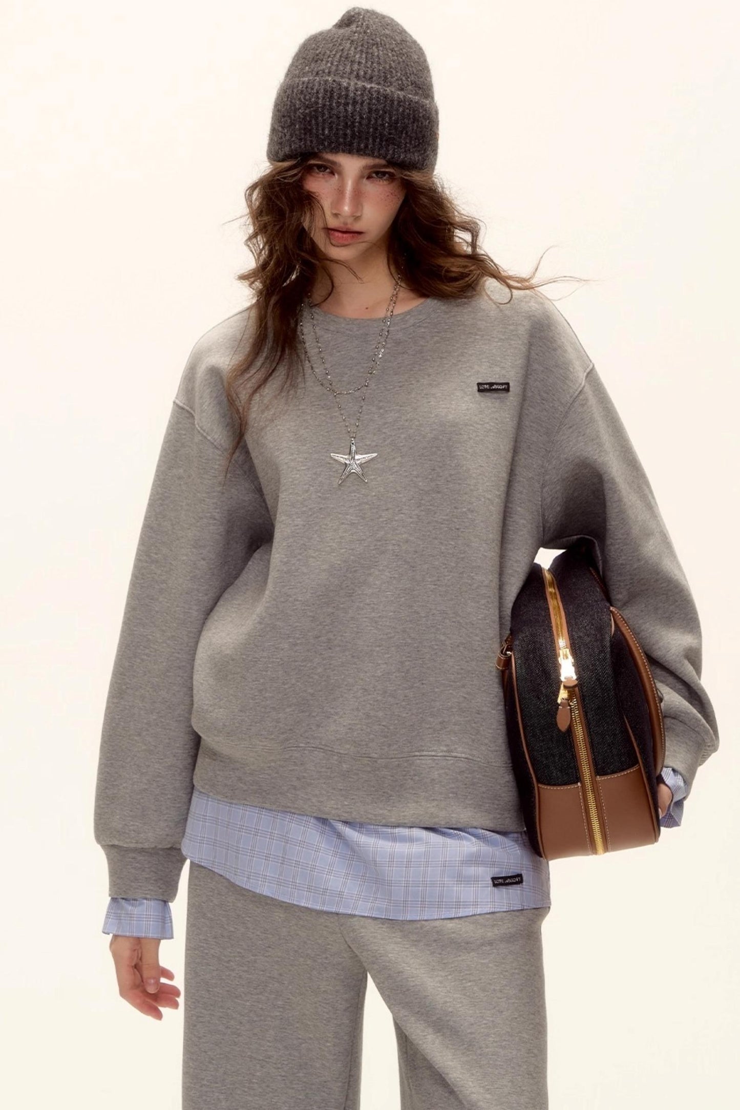 Plaid Patchwork Sweater Set-Up