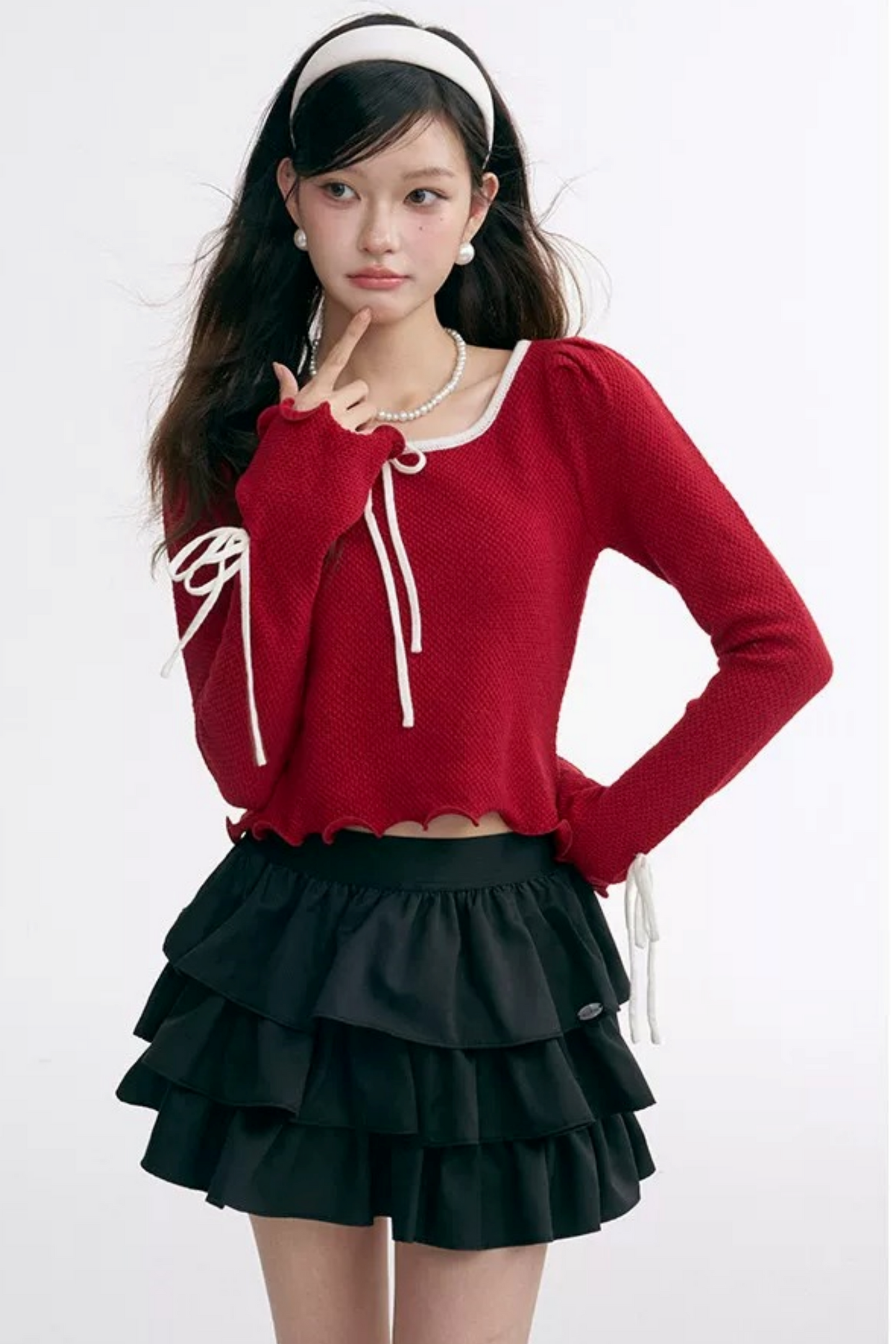 Diamond Knit Cardigan Suede Skirt Set-Up