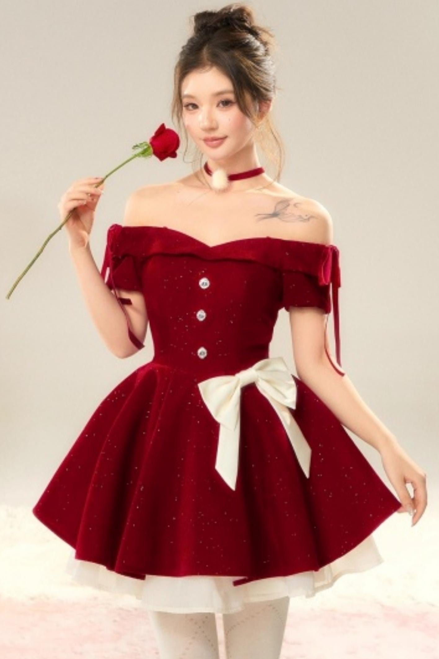 French Velvet Mini Dress Set-Up