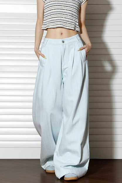 Blue Slouchy Wide Leg Pants