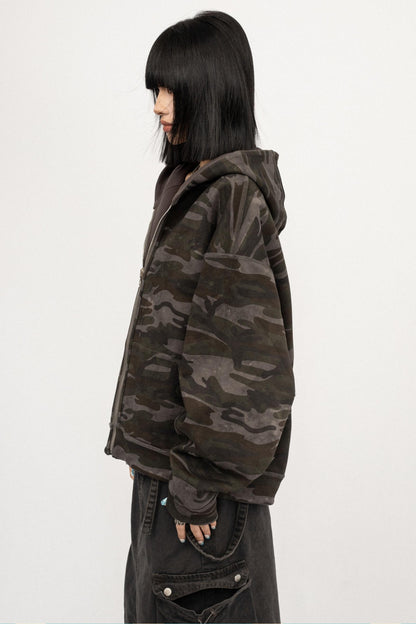 Autumn Vintage Hooded Reversible Jacket