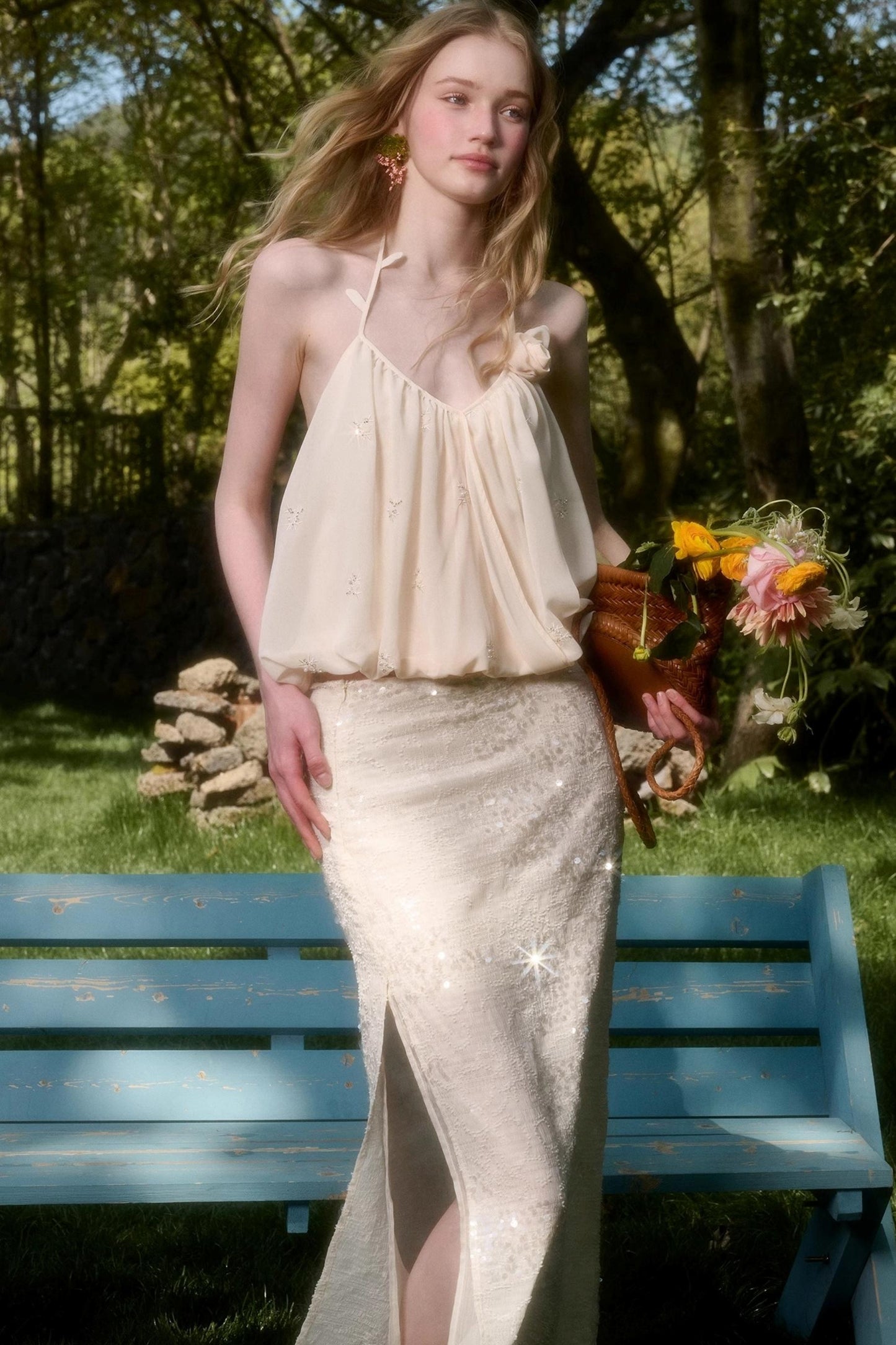 Celestial Slouchy Suit With Knit Skirt Set-Up