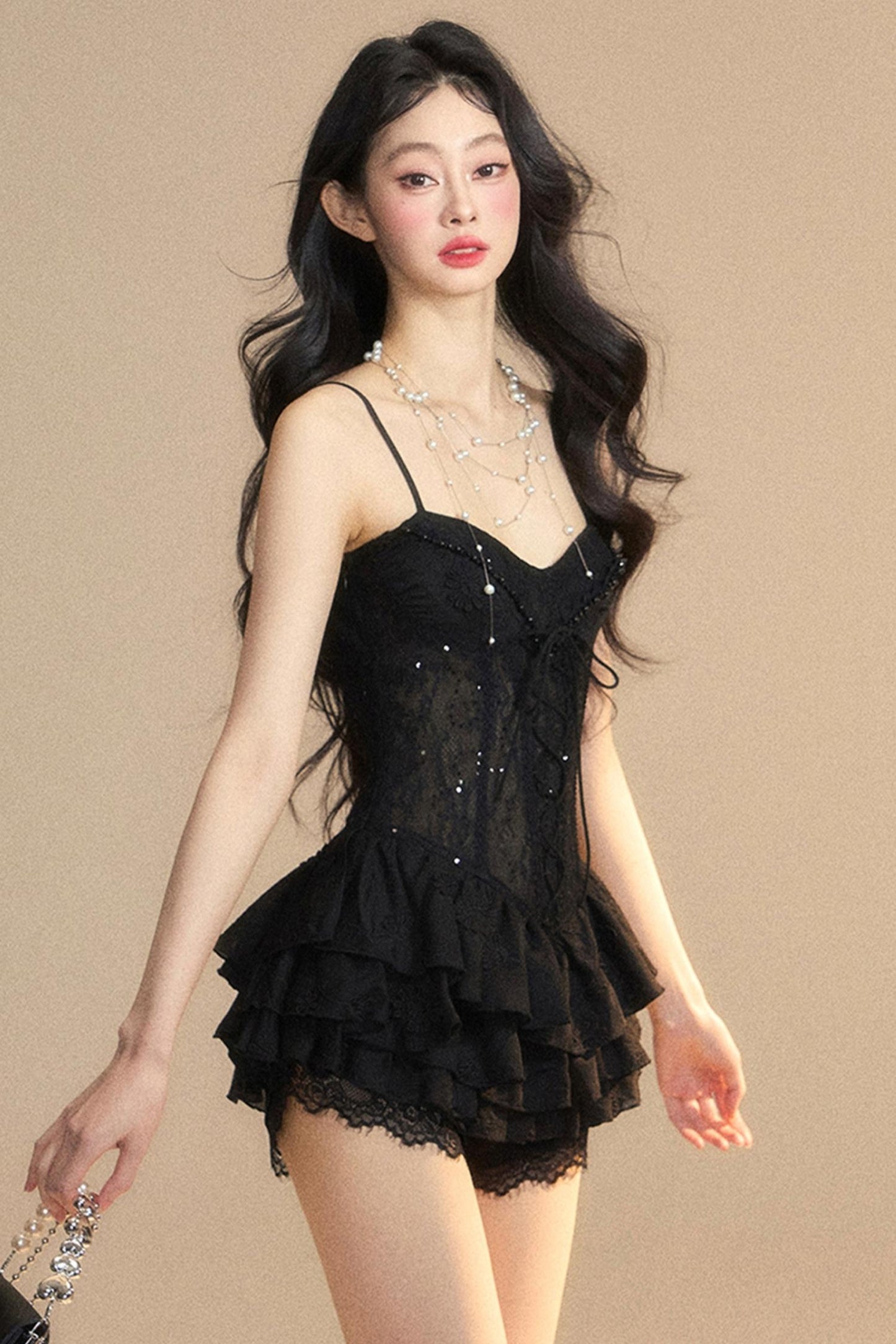 Strap Lace Mini Dress