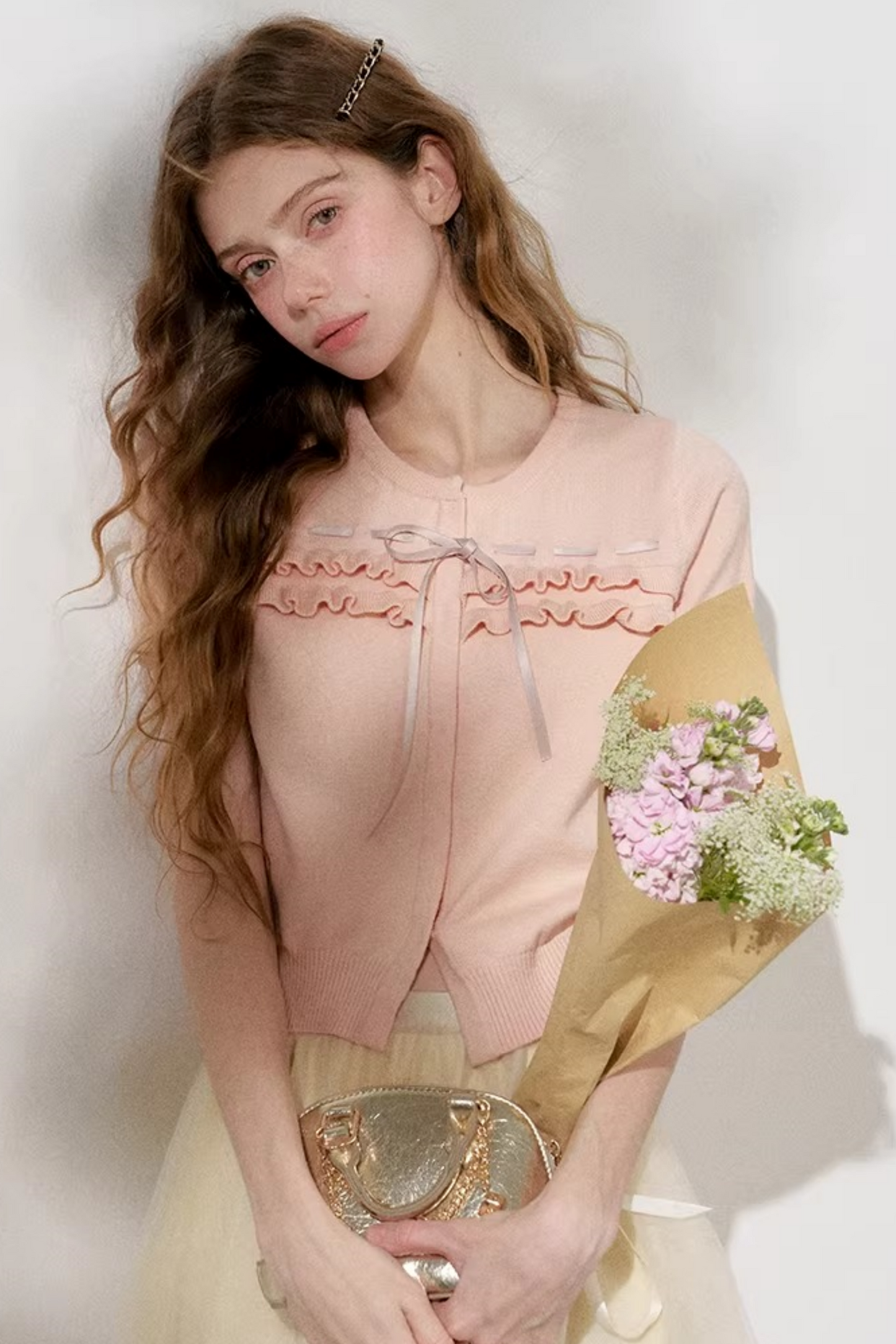 Lace Pink Knit Sweater