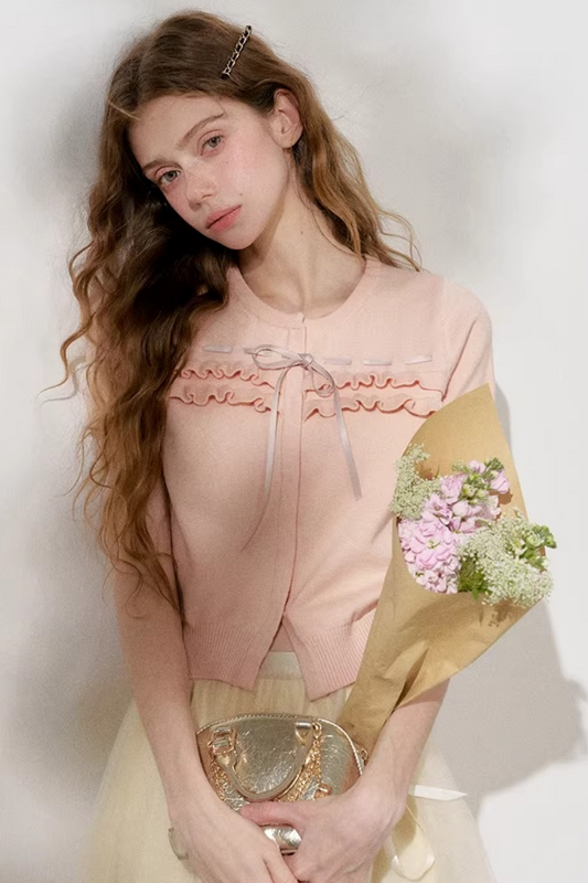 Lace Pink Knit Sweater