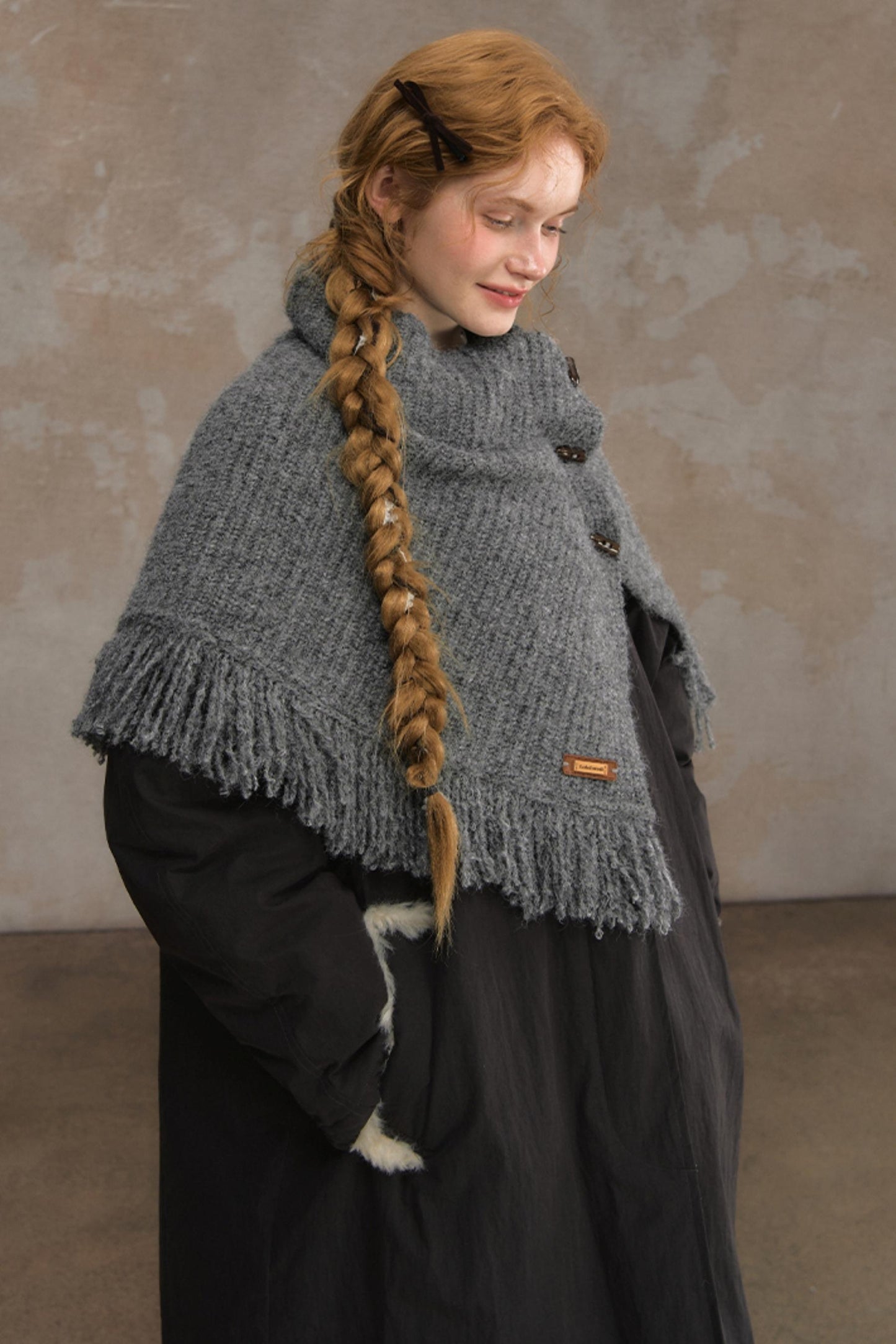 Wool Knitted Cape Cardigan