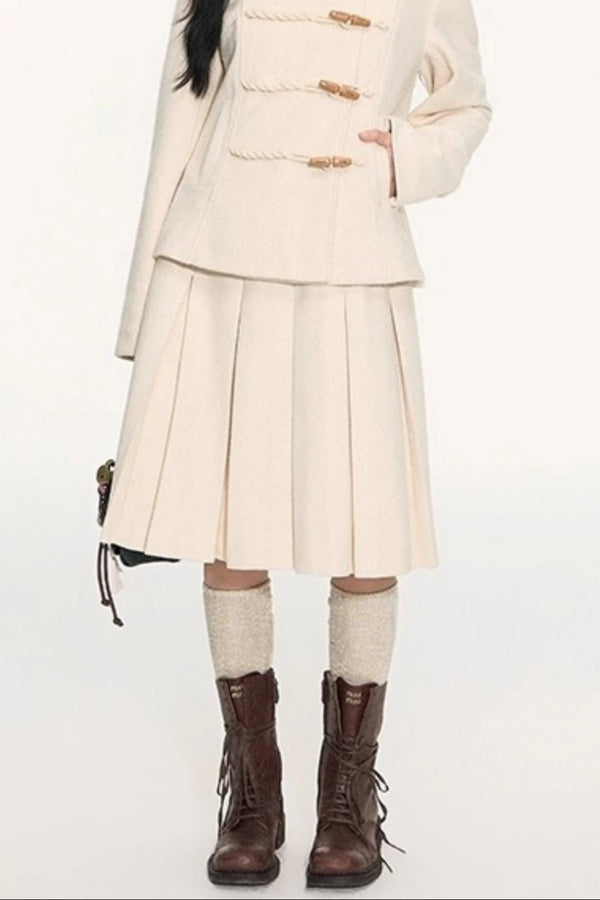 Slim Waist Woolen Coat Set-Up