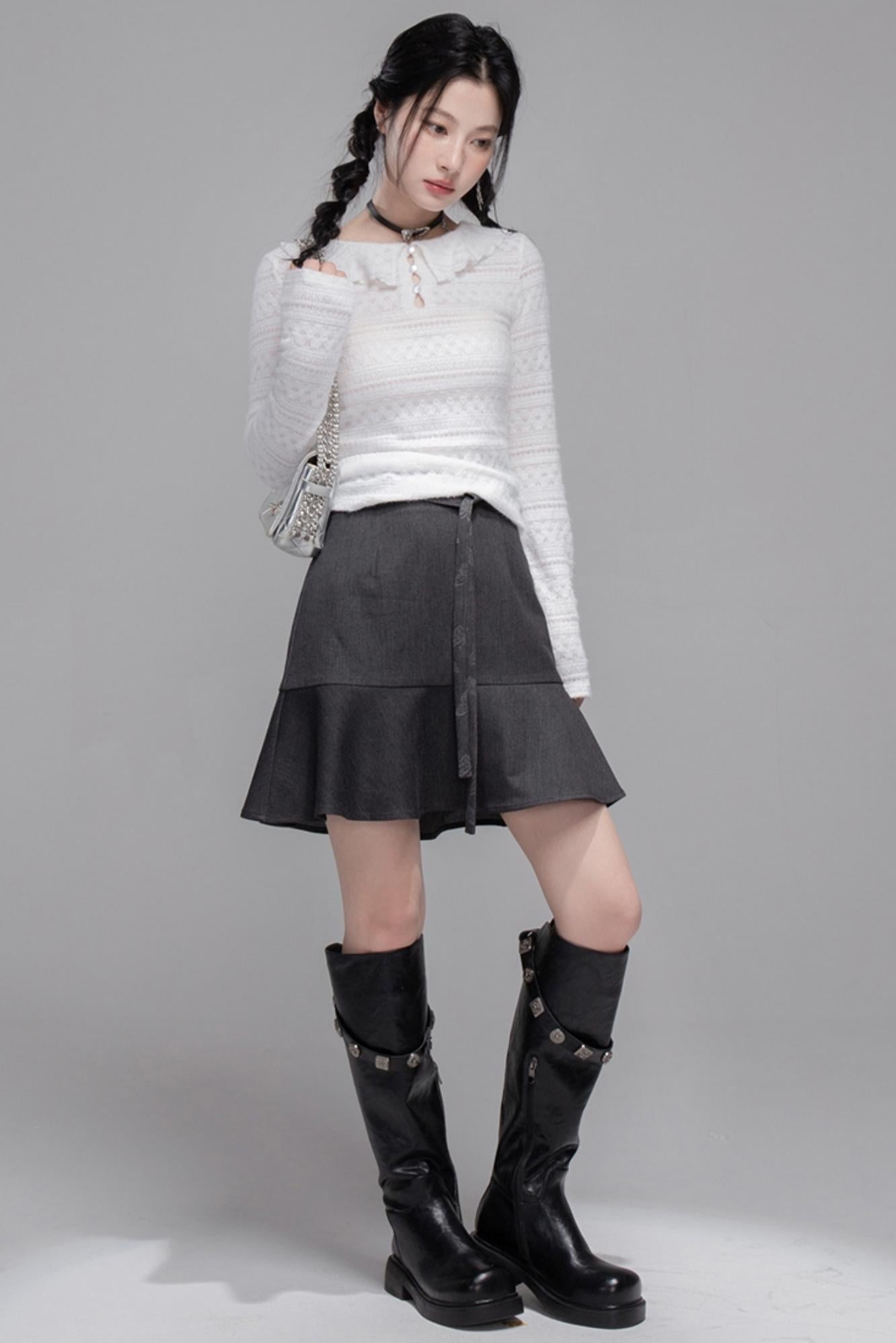 Morning Gray Hooded Jacket & Skirt Set