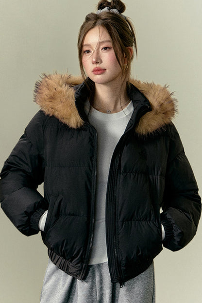 Fur Collar Hooded Down Jacket