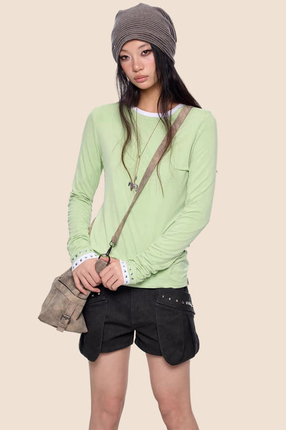 Retro-Slim-Oberteil mit Nieten