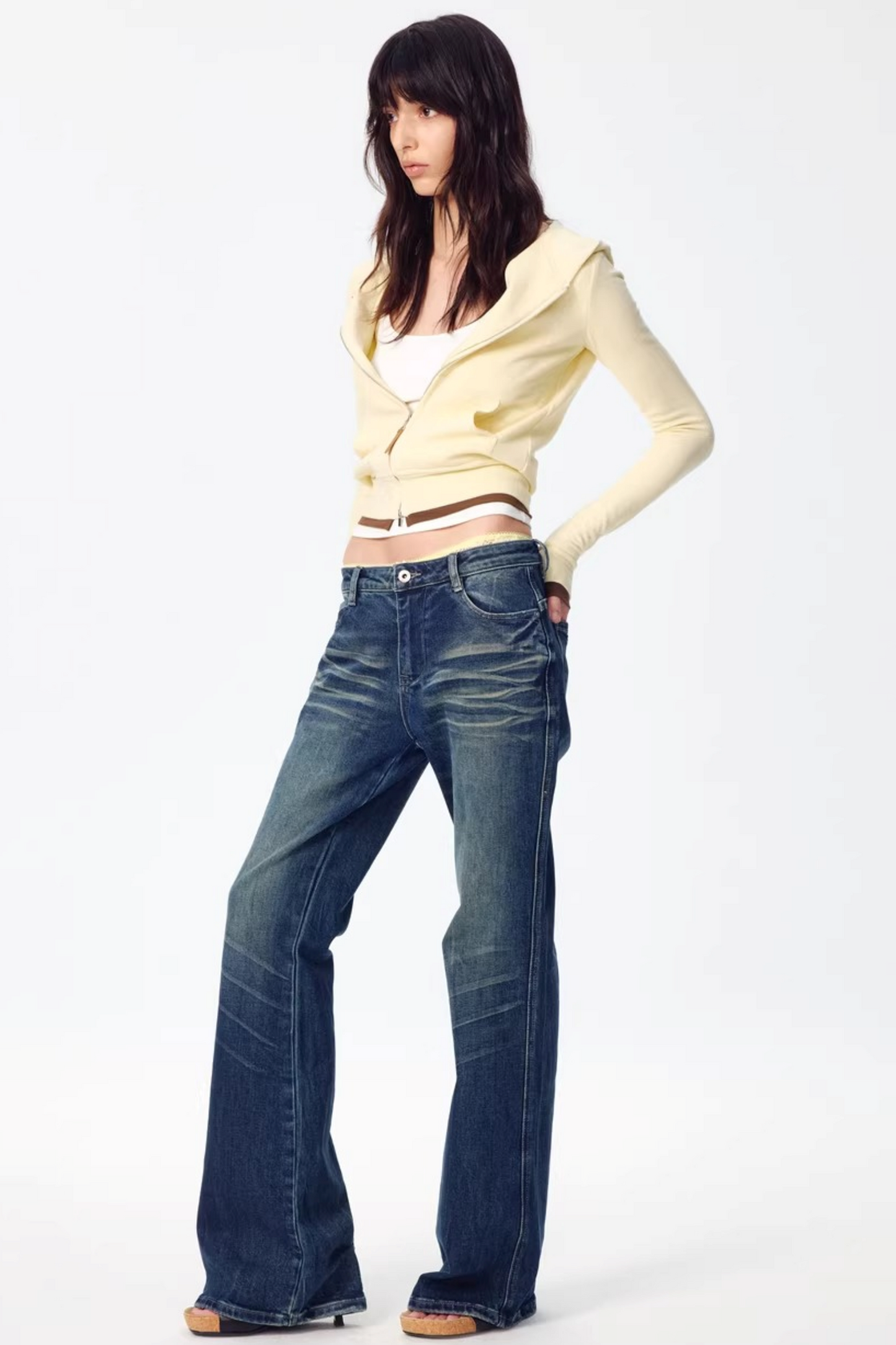 Color-Blocked Zipper Sweatshirt Top Set-Up