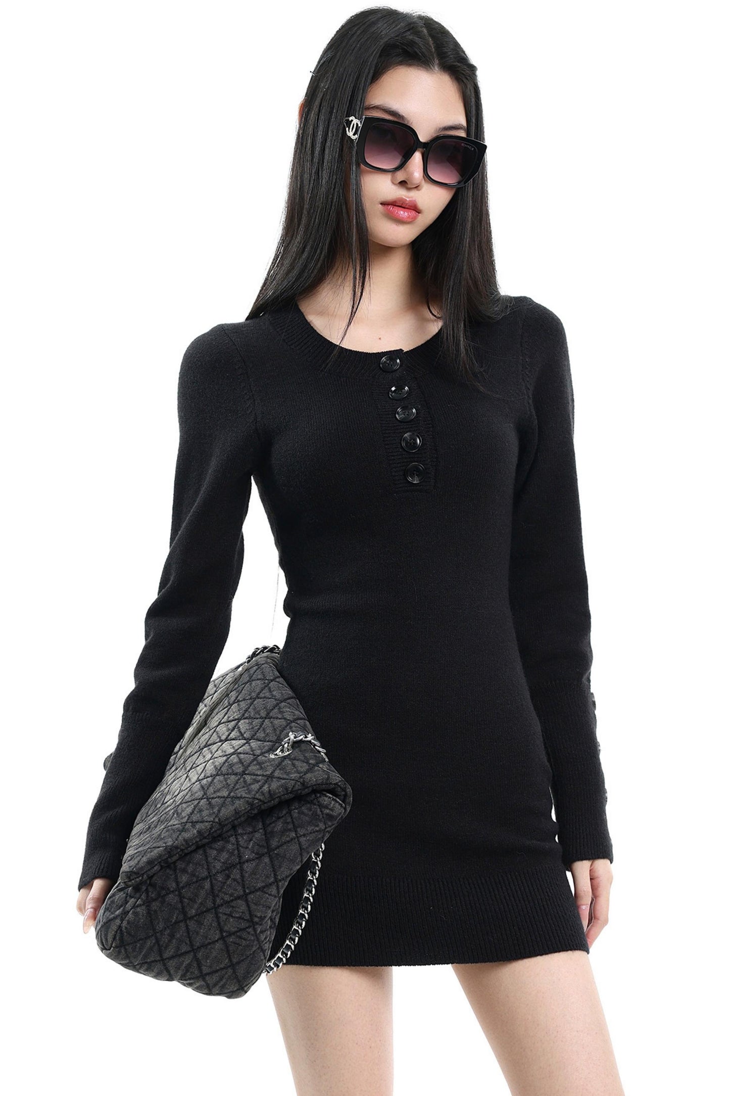 Khaki Knitted Spring Dress