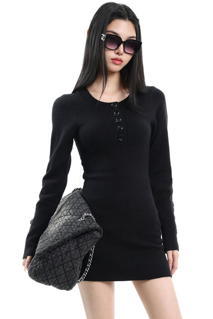 Khaki Knitted Spring Dress