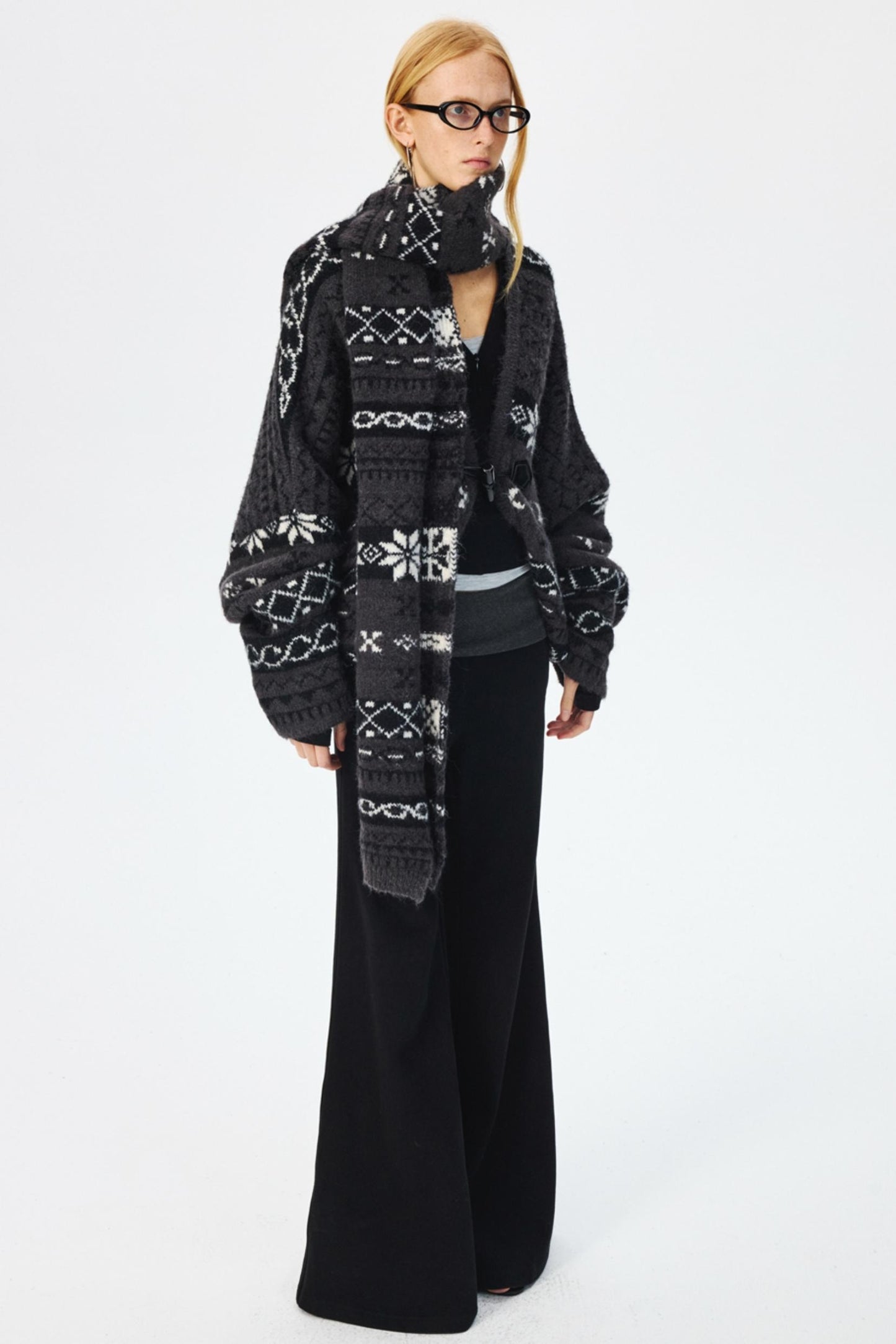 Winter Wool Fair Isle Sweater & Scarf Set-Up